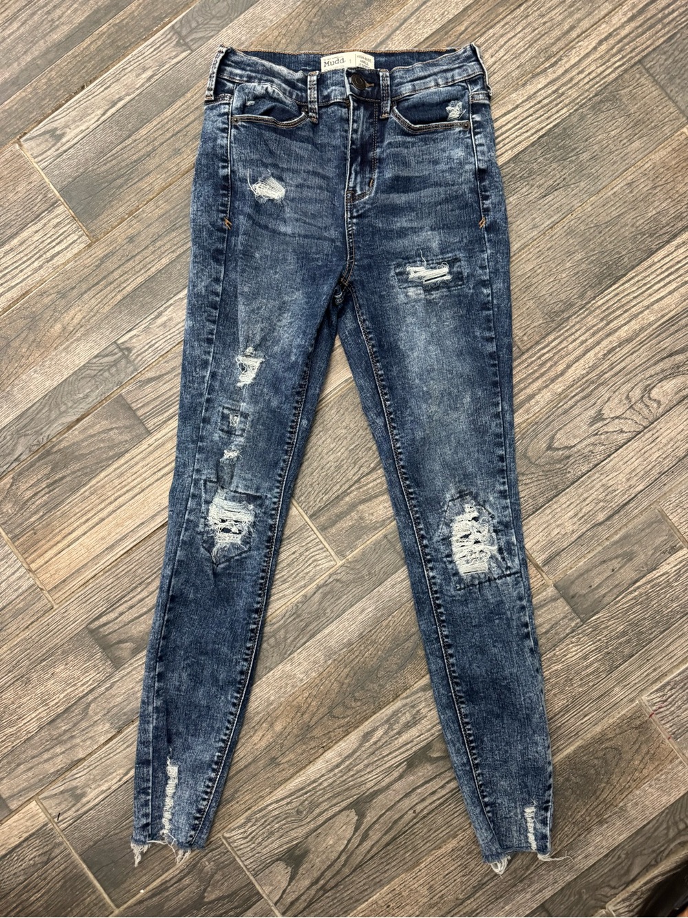 Mudd Womens Flex Stretch Distressed High Rise Ankle Jeggings - size 1